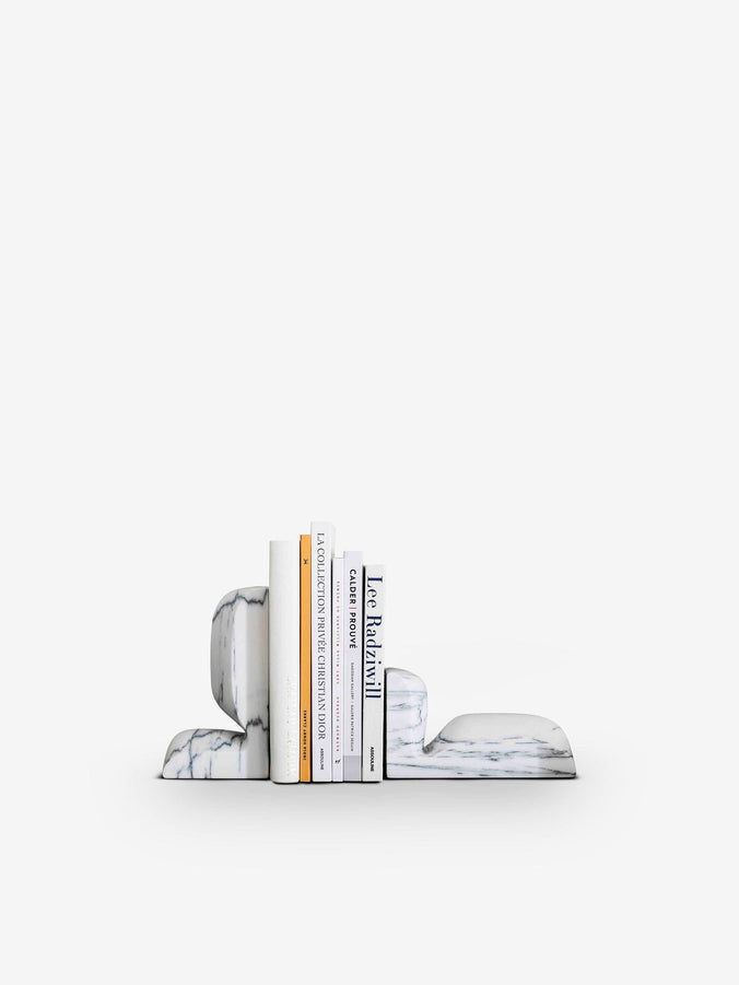 SLO Bookends in White Acquatico Marble by Christophe Delcourt for Collection Particulaire