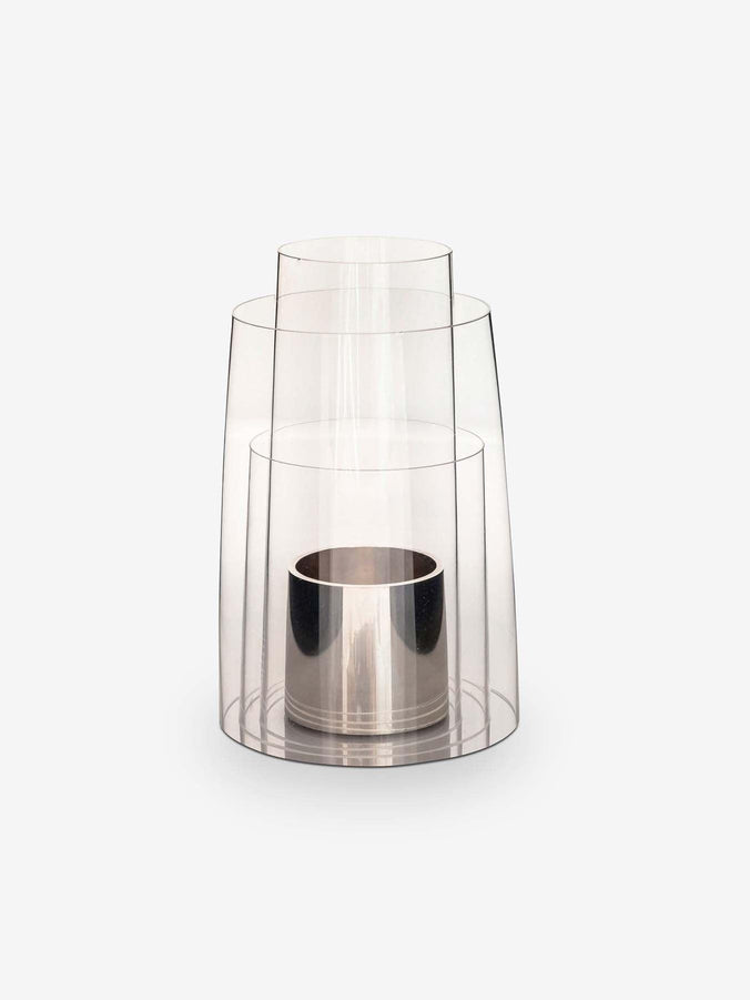 Small Hurricane Lantern with Polished Sterling Silver Candle Holder by Deborah Ehrlich