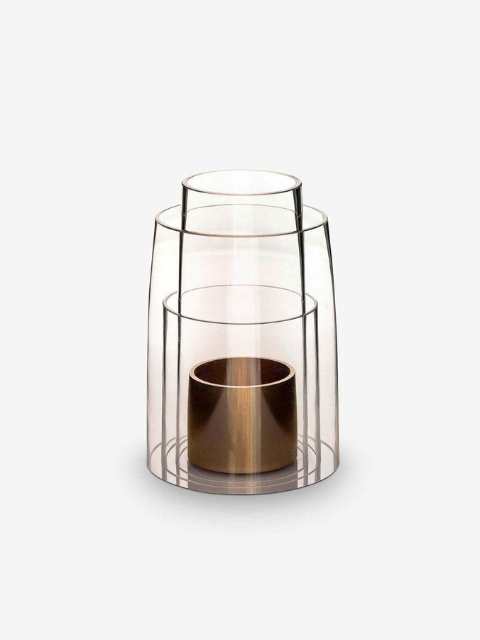 Small Hurricane Lantern with Satin 24k Gold Candle Holder by Deborah Ehrlich