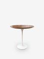 Knoll Low Eero Saarinen Small Round Coffee Table with Rosewood Top & White Base by Knoll Furniture New Tables 20" W x 20" H / Natural / Wood