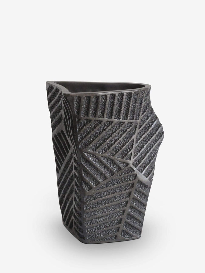 Triangular Vase in Black by Gilles Caffier