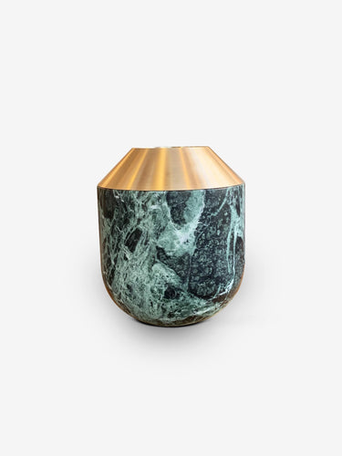 Vasque Large Vase in Verde Alpi with Brushed Bronze Top by Michael Verheyden - MONC XIII