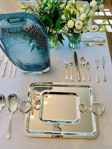 Christofle Vertigo Tray Large with Handles in Silver Plate by Christofle Kitchen Accessories New Silver