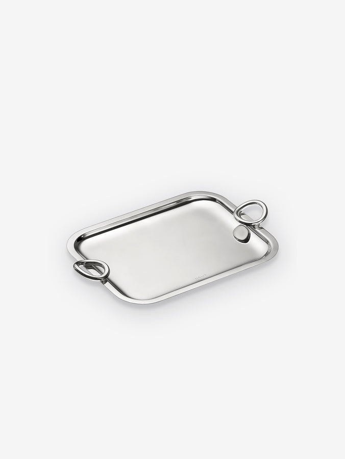 Vertigo Tray Small with Handles in Silver Plate by Christofle