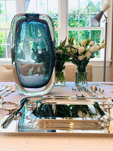 Vertigo Tray Small with Handles in Silver Plate by Christofle - MONC XIII